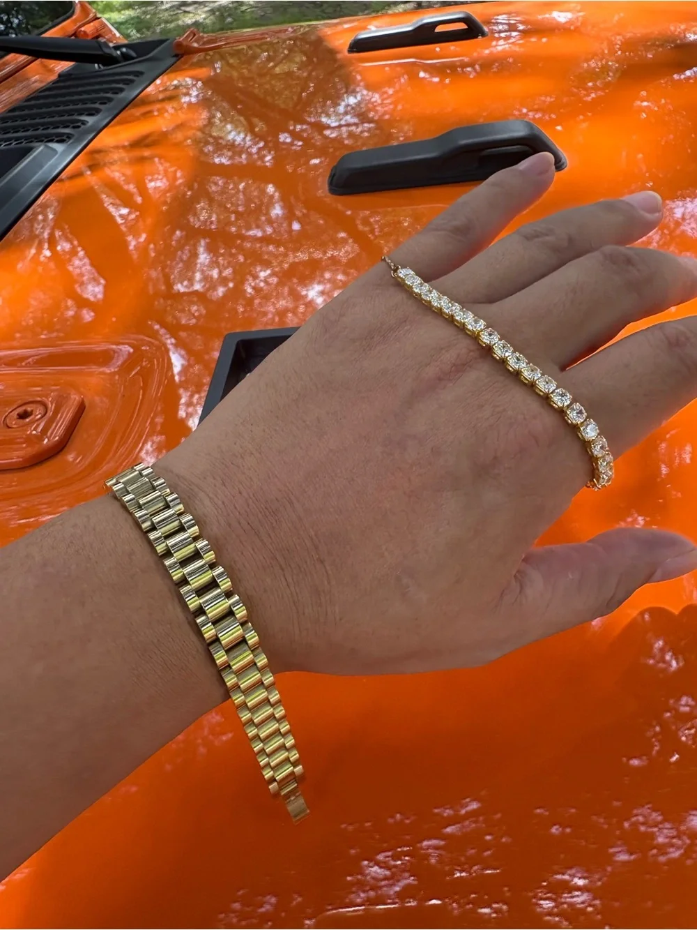 Men's Gold Link Bracelet and Adjustable Slider Chain